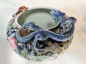 Antique Chinese Export Porcelain Wash Bowl vintage Asian Old China Missing Leg - Picture 1 of 24