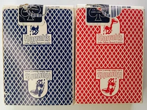 Set of 2 Harrah's Lake Tahoe Resort Casino NV Playing Card Decks Red/Blue Bee - Picture 1 of 4