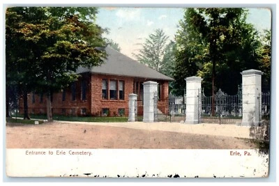1907 Entrance Erie Cemetery Exterior Building Erie Pennsylvania Vintage Postcard - Image 1 of 2