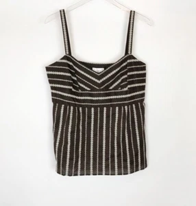 Camiseta sin mangas Ann Taylor Loft para mujer marrón bordada talla 12 nueva con etiquetas - Imagen 1 de 6