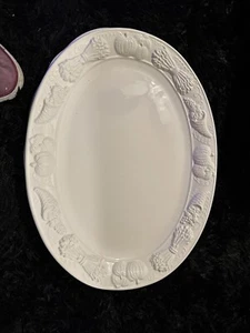 Over & Back Ceramic Thanksgiving Dinner Serving Platter Tray White 18x14 Japan - Picture 1 of 4
