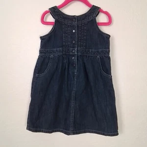 Old Navy Girls 4T Denim Dress Sleeveless Snap Front Blue Cotton Pinafore Style - Picture 1 of 13