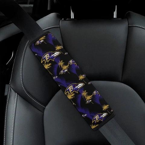 2pcs Baltimore Ravens Car Seat Belt Pad Hawaii Print The Shoulder Pad Cover Cover
