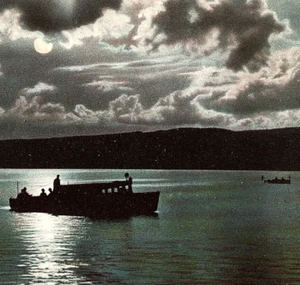 RARE c.1910 Haynes 171 Yellowstone National Park Postcard Moonlight On The Lake - Imagen 1 de 3