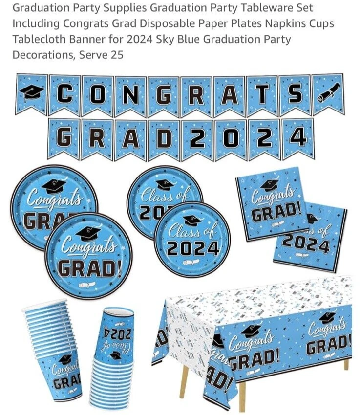 Suministros de fiesta de graduación Juego de vajilla de fiesta de graduación Incluye felicitaciones G... Foto 1 de 4