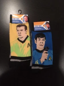 NEW STAR TREK CREW SOCKS FOUR PAIR SPOCK CAPTAIN KIRK - Picture 1 of 8