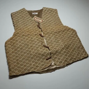 Melgio Moda D'Italia Waistcoat Sz M Gold Crocheted Silk Formal Vest Toggle Clasp - Picture 1 of 13