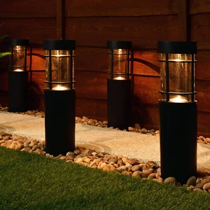 New 6pk Cambridge Solar Powered Tube Post Lights 35cm Garden Driveway LED Lights - Picture 1 of 4