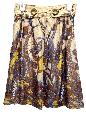 Falda Columpio Tibi Estampado Floral Seda Gasa Con Cordones Ojales Forrados Talla 4-LNC Foto 1 de 4