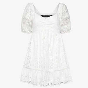 NWT $148 French Connection Women's Alissa Eyelet A-Line Dress Cotton White 6 - Picture 1 of 12