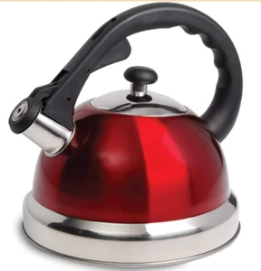 Stainless Steel Whistling Tea Kettle, 2.2 Quarts, Red - Picture 1 of 1