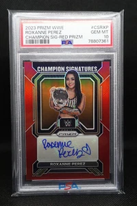 2023 Panini Prizm WWE Roxanne Perez Champion Signatures Red Auto 10/99 PSA 10 - Picture 1 of 2