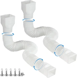 White-2Pack Rain Gutter Downspout Extensions Flexible, Drain Downspout Extend... - Picture 1 of 12
