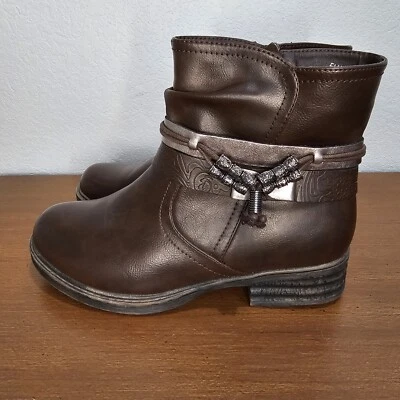 Via Pinky Womens Ankle Boots Elly-02  Brown Embellished Fashion Biker Size 8.5 - Image 1 of 4