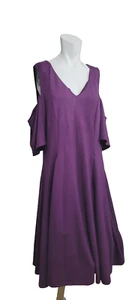 Eloquii size 18 Dress shift v-neck cold shoulder women pleated mid-weight zipper - Picture 1 of 11