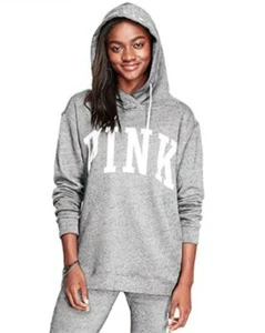 NEU Victoria's Secret PINK Crossover Tunika Hoodie Pullover grau meliert Logo S M - Bild 1 von 4