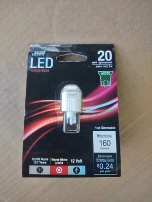 Feit Electric LVW/LED 12V 2W 3000K 160 Lumens Wedge Base LED Light Bulb - Image 1 of 2