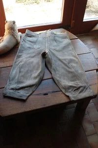 Sehr gute *sämisch gegerbte* vintage Knöpflatz Lederhose von "Bergfreund" H52/54 - Bild 1 von 18