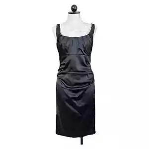 Suzi Chin for Maggy Boutique Stretch Satin Cocktail Dress Black Sexy Size 10 - Picture 1 of 15
