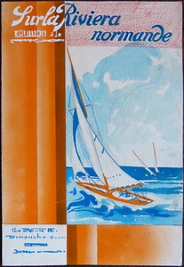 Couverture "La Riviéra normande" Dessin original Art Deco 1930 Valerio Foujita - Bild 1 von 2