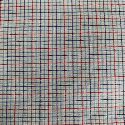 Tattersall Check Rojo, Azul y Azul Claro sobre Fondo Blanco - 5 yardas Foto 1 de 4