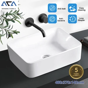 Gloss White Ceramic Vanity Basin Bathroom Sink Counter Top Wash Bowl 480x370mm - Picture 1 of 5