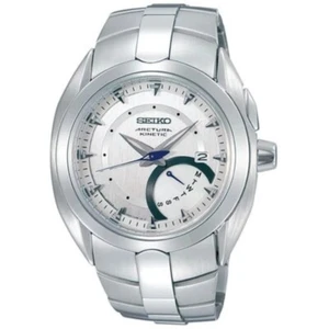 SEIKO SRN007P1 Arctura Kinetic Watch Day Date Silver 5M54 Steel Retro - Picture 1 of 5