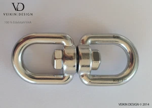 Seilwirbel, Wirbelschäkel, Drehwirbel, Verdrehsicherung, V4A Edelstahl! - Bild 1 von 3