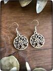 NEW silver colour Celtic Celt swirl spiral Tree of Life round drop boho earrings