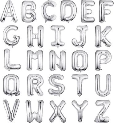 A-Z Silver Balloons 16 Inch Letters 26Pcs Wedding Birthday Party Decor Balloons - Image 1 of 4