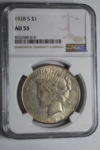 1928 S Peace Silver Dollar AU53 NGC #019 - Picture 1 of 2