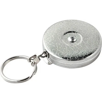 KEY-BAK Self Retracting Key Reel 24" Stainless Chain Chrome Case Belt Clip - Image 1 of 2