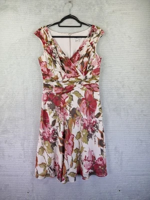 Coldwater Creek 100% Silk Floral Midi Dress Fully Lined Sleeveless Size UK 12 — 第 1/4 张图片