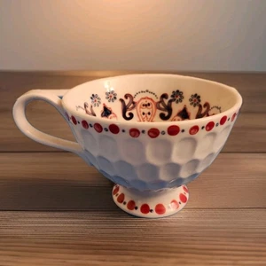 Anthropologie Boho Floreale Miele Pettine Design Piedi Grande Tazza Caffè Tè Ceramica - Foto 1 di 8