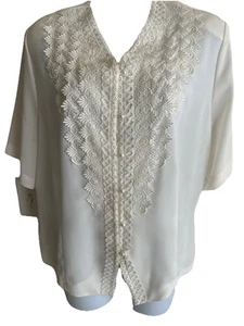 Blusa Cottagecore Christie & Jill Talla 16 Bordada Perlas Encaje Nueva Con Etiquetas - Imagen 1 de 13
