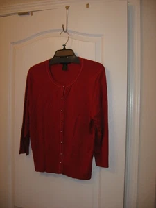 Grace Elements,RED, Retro Sweater,V Neck,3/4 Slv,Button Front Cardigan,XL - Picture 1 of 9