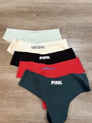 Lot 5 Pink Victoria’s Secret No-Show Thong String Sz M Panty Bundle Underwear - Image 1 of 4