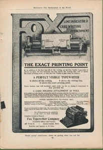 Anuncio de revista - 1907 - Máquinas de escribir Fox - Grand Rapids, MI - Imagen 1 de 1