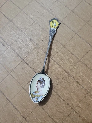 Antigua cuchara de plata 800 esmaltada Den Haag La Haya, reina Guillermina, Alemania  Foto 1 de 4