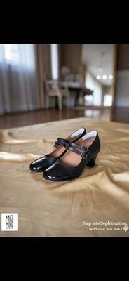Miz Mooz Eleanor Black Leather Mary Jane Patent Toe Cap&Heels Size 9 US / 40 EUR - Image 1 of 4