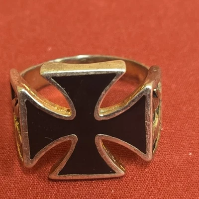 Iron Cross Ring Vintage Biker / Heavy Metal Lightning Bolts - Image 1 of 4