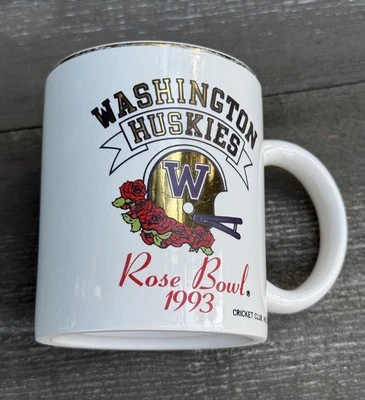 Caneca de café vintage University Of Washington Huskies 1993 tigela rosa - Imagem 1 de 4