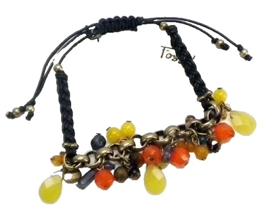 Fossil Leather Stone Beaded Slide Bracelet JA3660716 New! NWT - Image 1 of 3