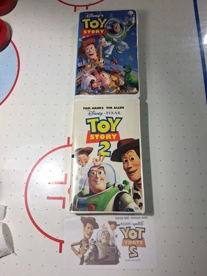 TOY STORY &  TOY STORY 2 VHS Disney Tapes & Cases Excellent With Iron-on Decal Foto 1 de 4