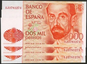 2000 Pesetas. 22 de Julio de 1980. Trío correlativo. Serie 1J. (Edifil 2021: 47 - Imagen 1 de 2