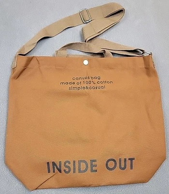 Canvas Tote Inside Out Bag Crossbody Shoulder Bags Work Travel NEW NO TAG - Image 1 of 4