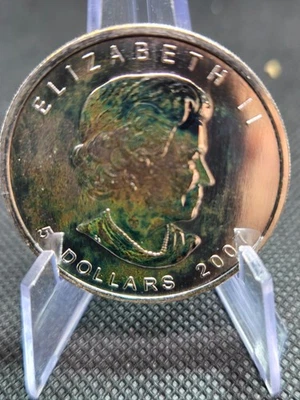 2007 Canada $5 Silver Maple Leaf – 1 oz .9999 Fine – BU – Natural Toning - Image 1 of 2