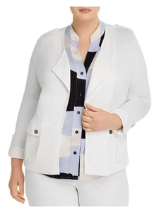 NIC+ZOE Womens Knit Pocketed Textured Button Roll-tab Sleeve Open Front Jacket - Picture 1 of 6