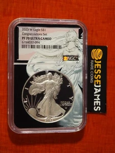 2023 W PROOF SILVER EAGLE NGC PF70 FROM CONGRATULATIONS SET WALKING LIBERTY CORE - Picture 1 of 2