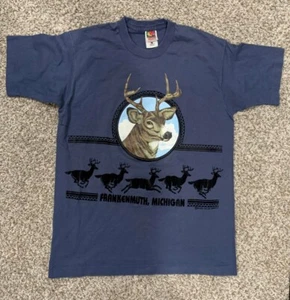 Vintage Frankenmuth Michigan Made In USA Single Stitch Whitetail Deer L Tshirt - Picture 1 of 6